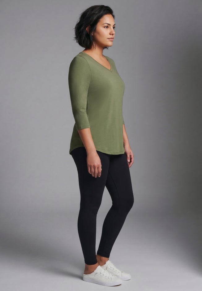 Signature 3/4 Sleeve V-Neck Tee image number 2