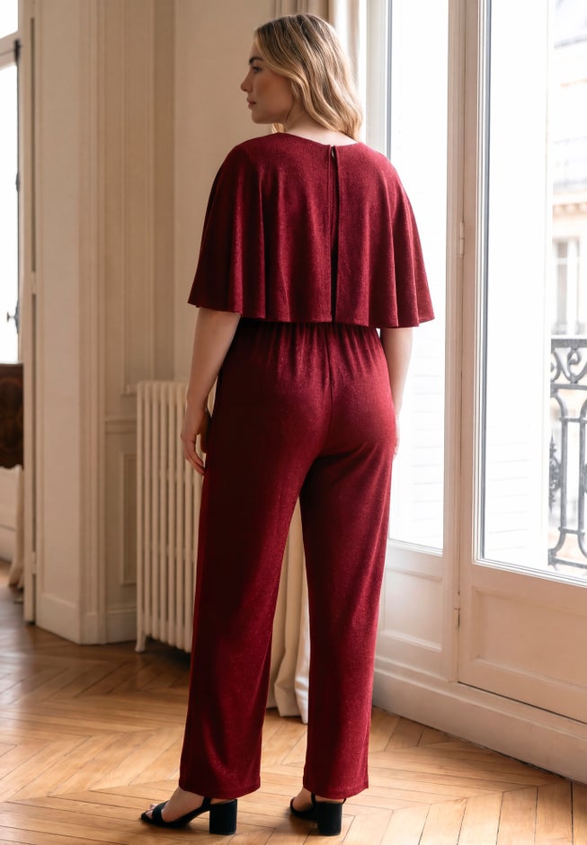 Twist Cape Metallic Jumpsuit image number 3