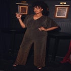 Twist Cape Metallic Jumpsuit image number 1