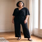 Twist Cape Metallic Jumpsuit image number 0