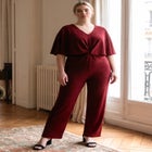 Twist Cape Metallic Jumpsuit image number 0