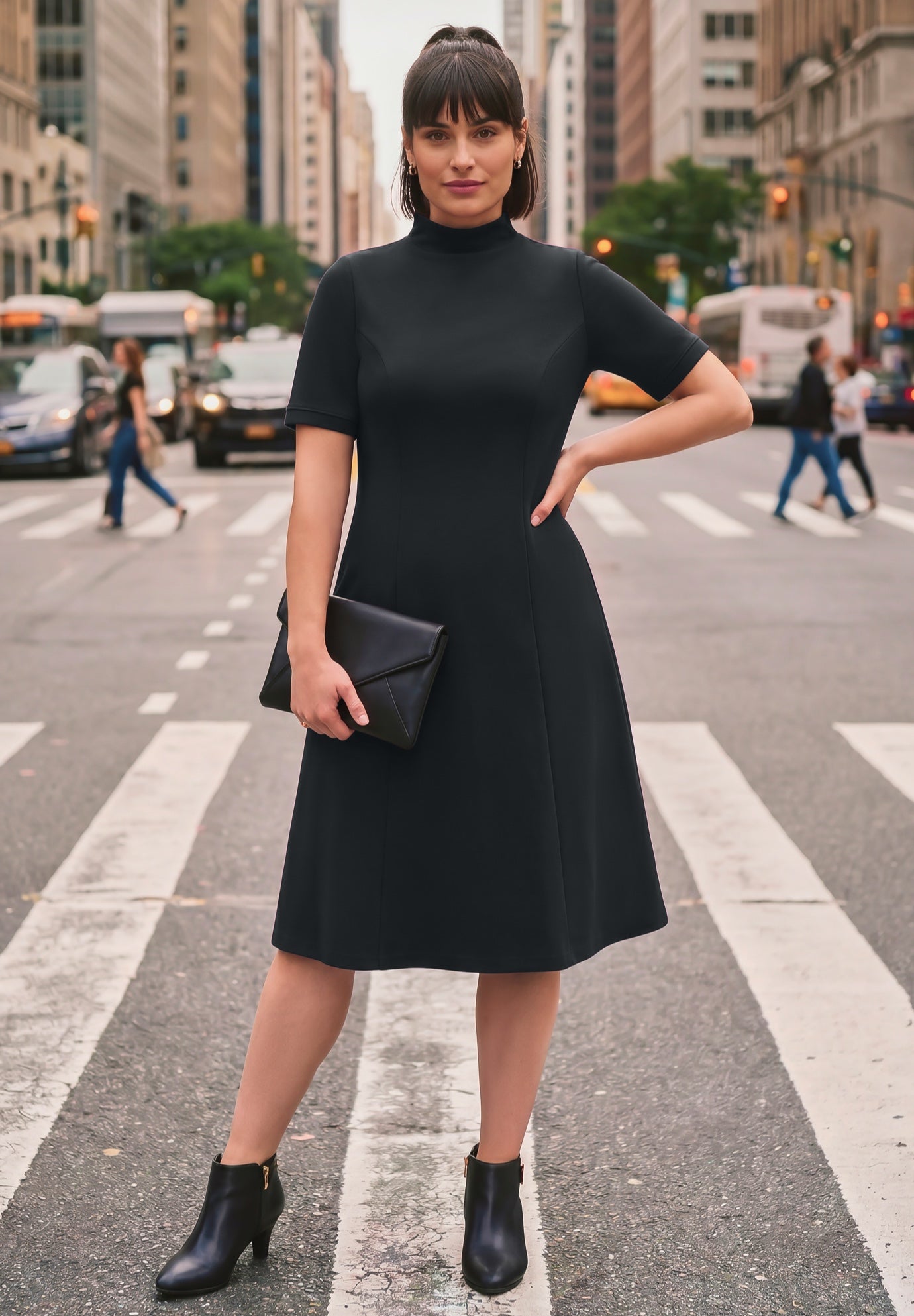 Ponte Fit & Flare Dress image number 0