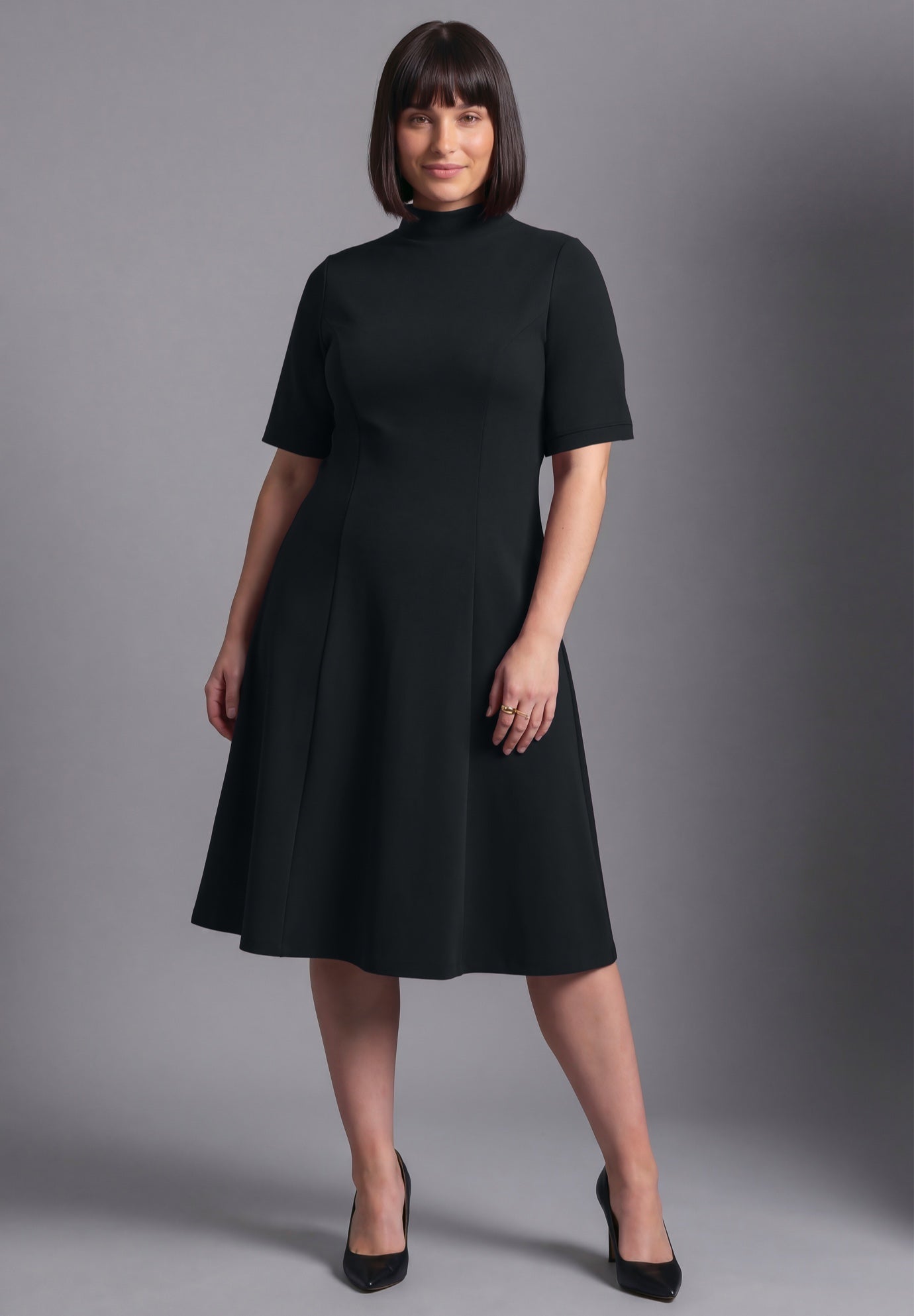 Ponte Fit & Flare Dress image number 1