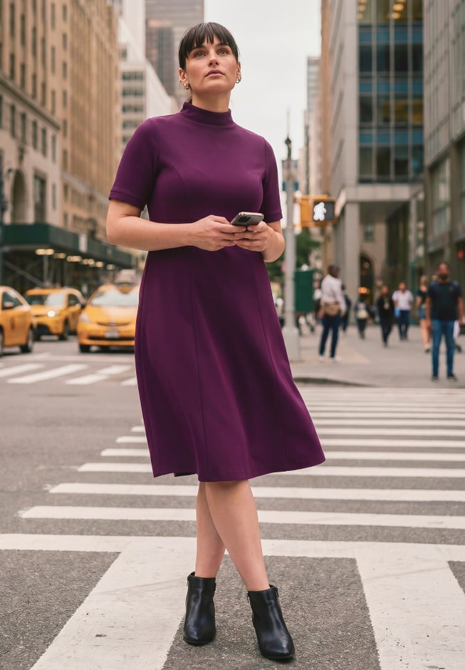 Ponte Fit & Flare Dress image number 1