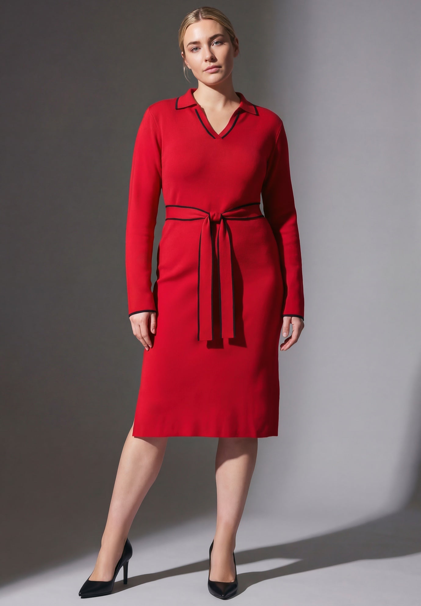 Tipped Collared Sweater Dress image number 0