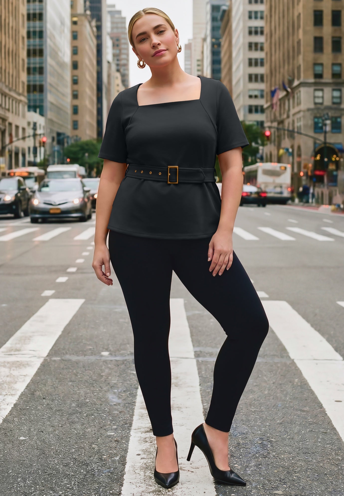 Ponte Square Neck Top image number 0
