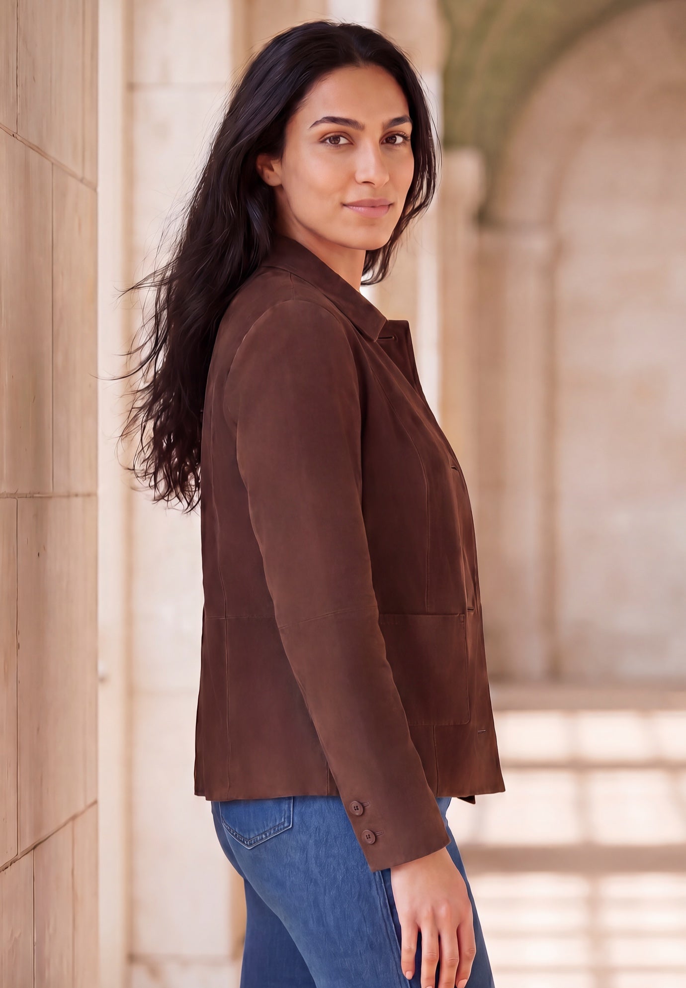 Downtown Suede Jacket with Mandarin Collar image number 2