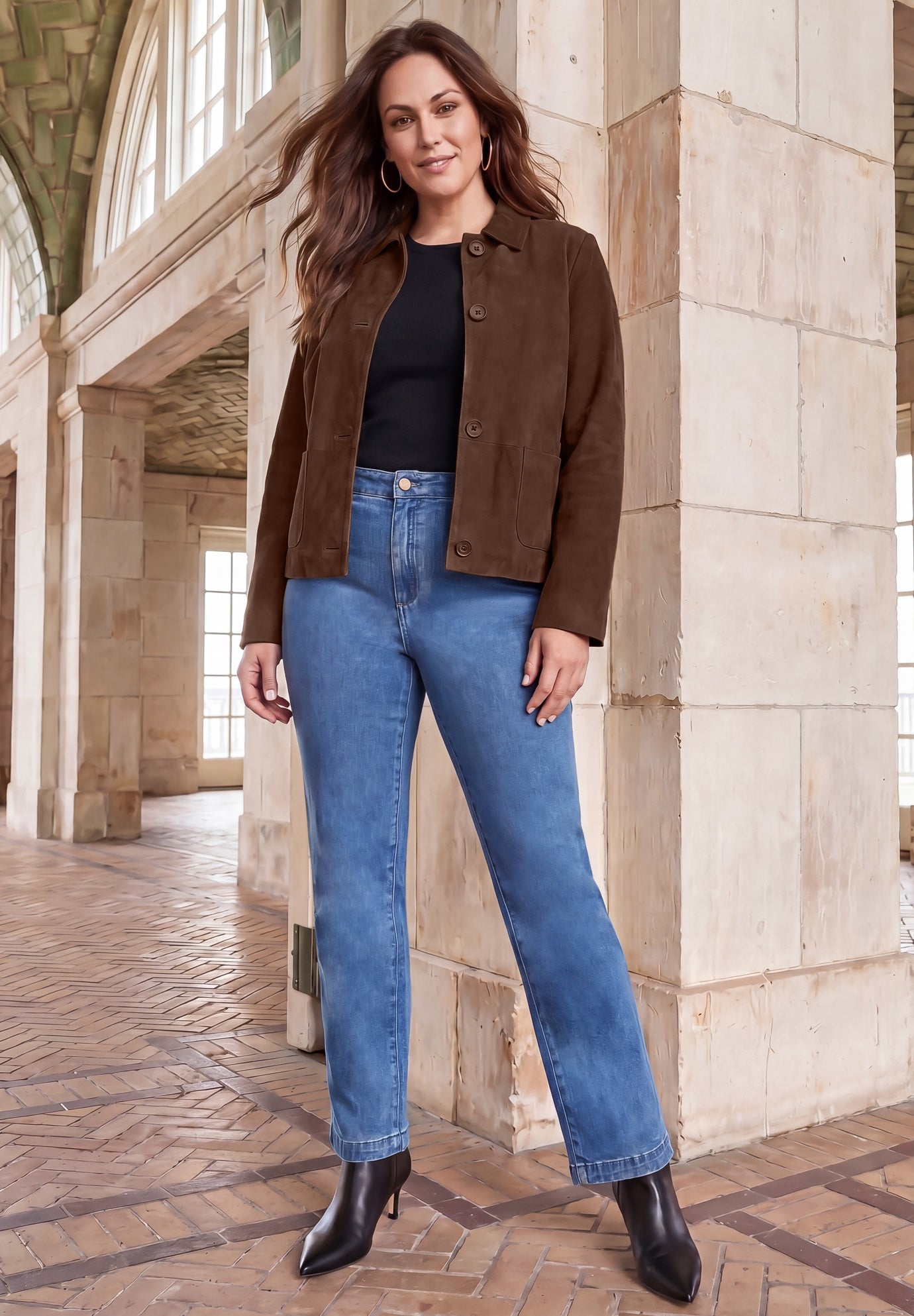 Downtown Suede Jacket with Mandarin Collar image number 0