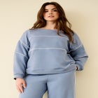 Ellos Studio Piped Boxy Fleece Sweatshirt image number 0