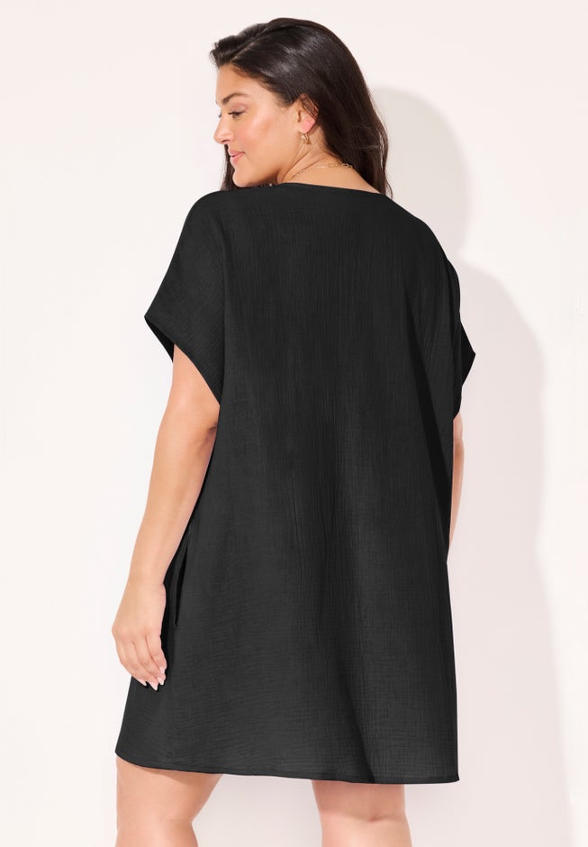 Cotton Gauze Ring Front Cover Up Dress image number 1