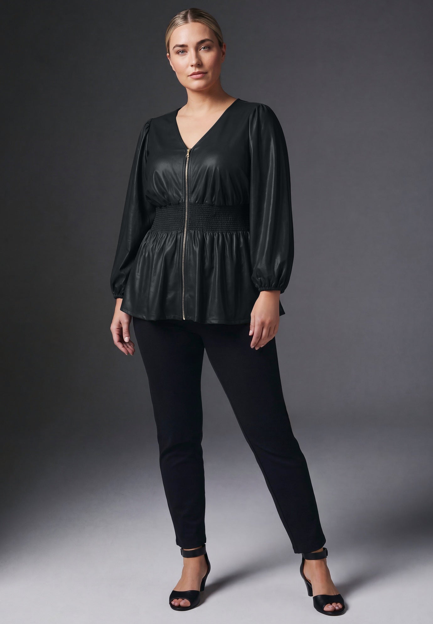 Liquid Knit Zip Front Top image number 0