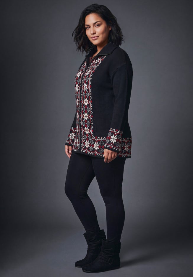 Fairisle Zip Front Cardigan image number 4