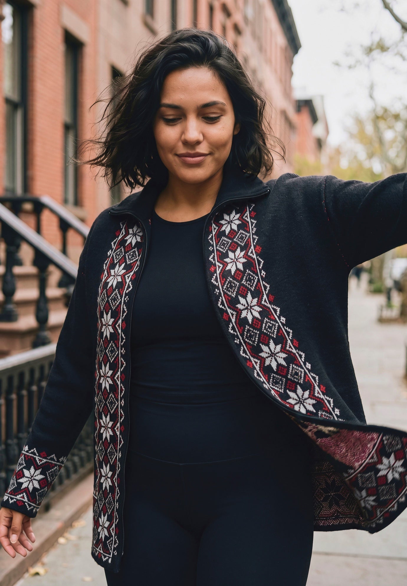 Fairisle Zip Front Cardigan image number 1