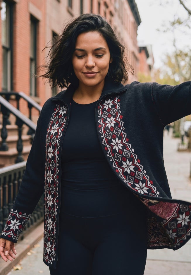Fairisle Zip Front Cardigan image number 1