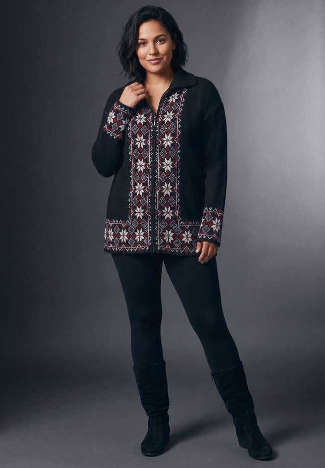 Fairisle Zip Front Cardigan image number 2