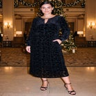Keyhole Velvet Burnout Dress image number 4