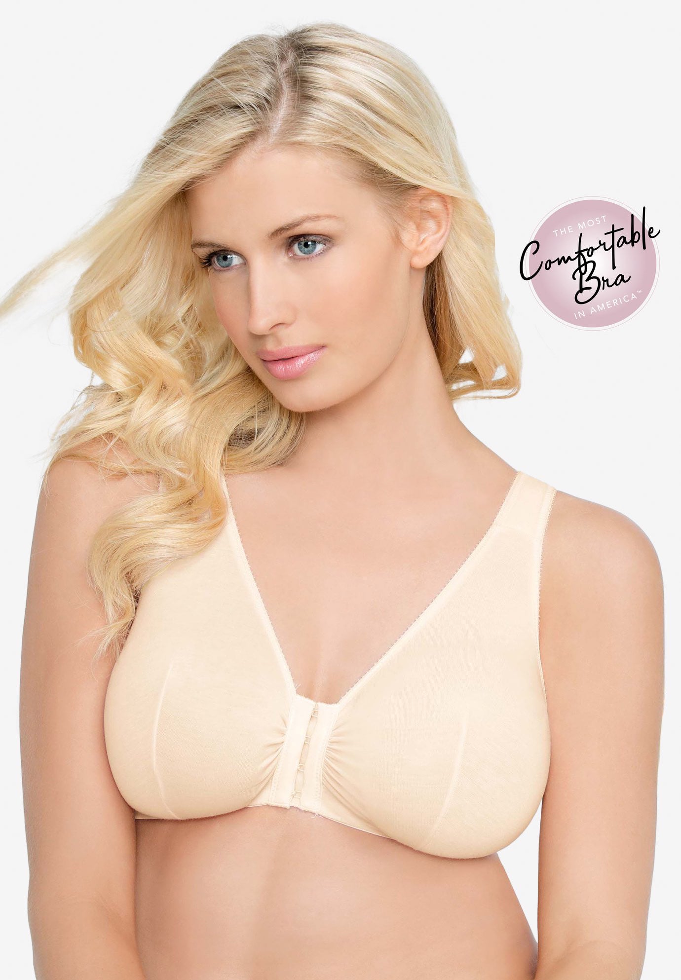 Leading Lady® Meryl Cotton Front-Close Wireless Bra image number 4
