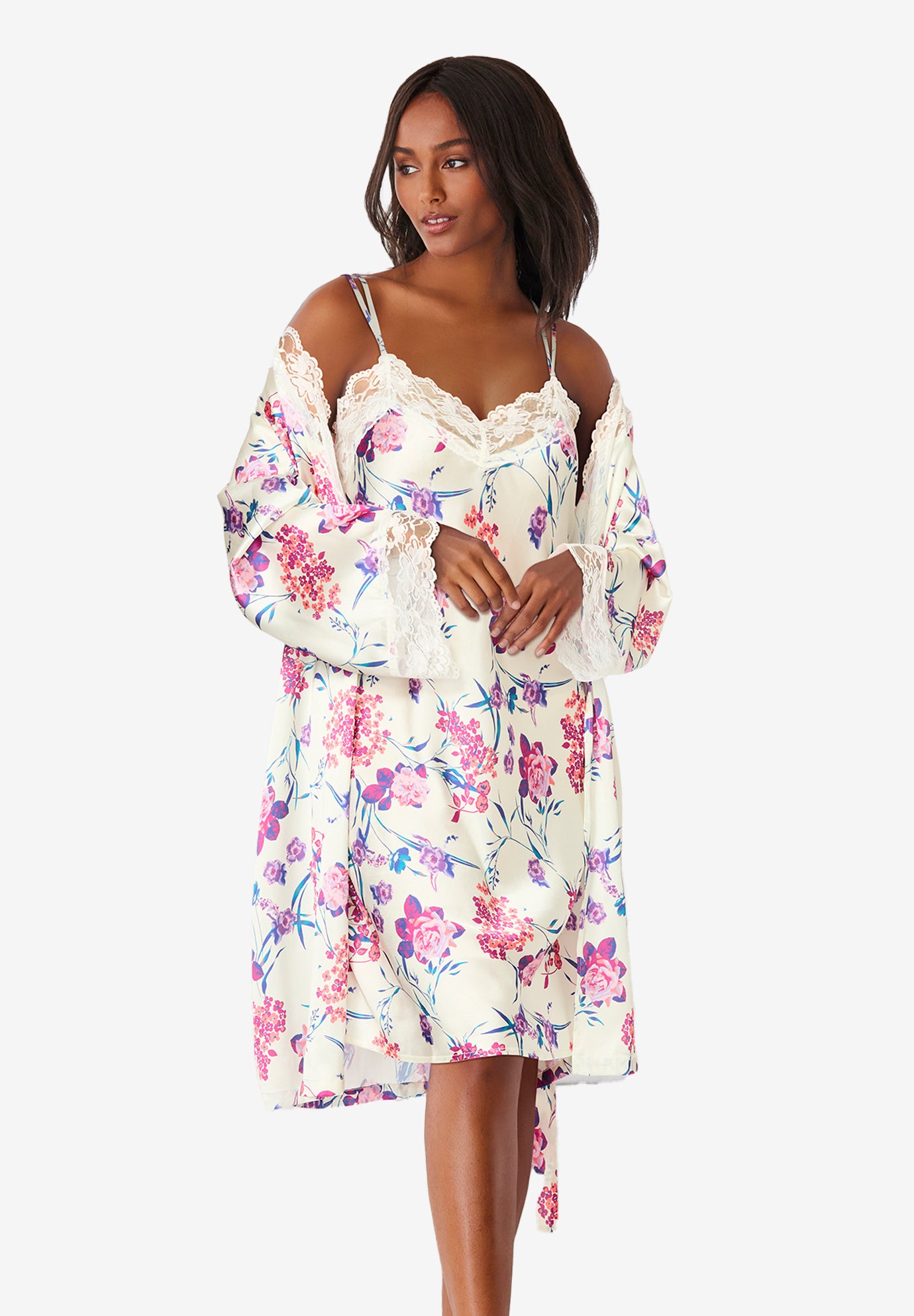 The Luxe Satin Short Peignoir Set image number 0