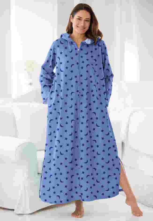 Long Hooded Fleece Sweatshirt Robe image number 3