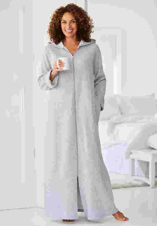 Long Hooded Fleece Sweatshirt Robe image number 5