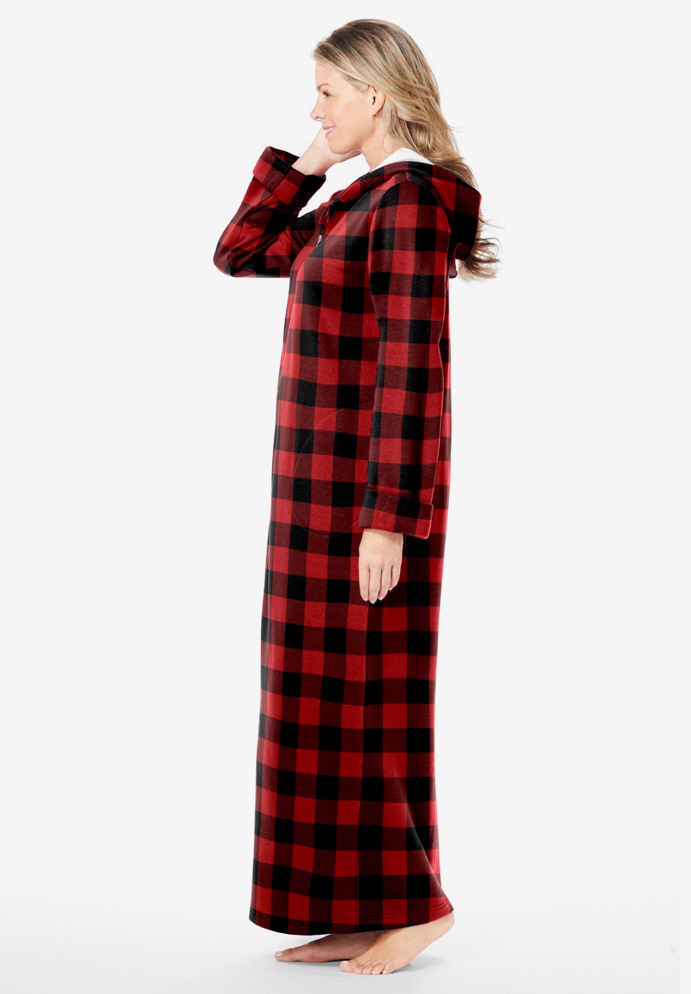 Long Hooded Fleece Sweatshirt Robe image number 2