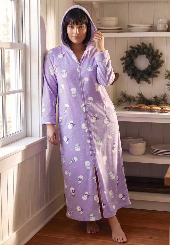Long Hooded Fleece Sweatshirt Robe image number 6