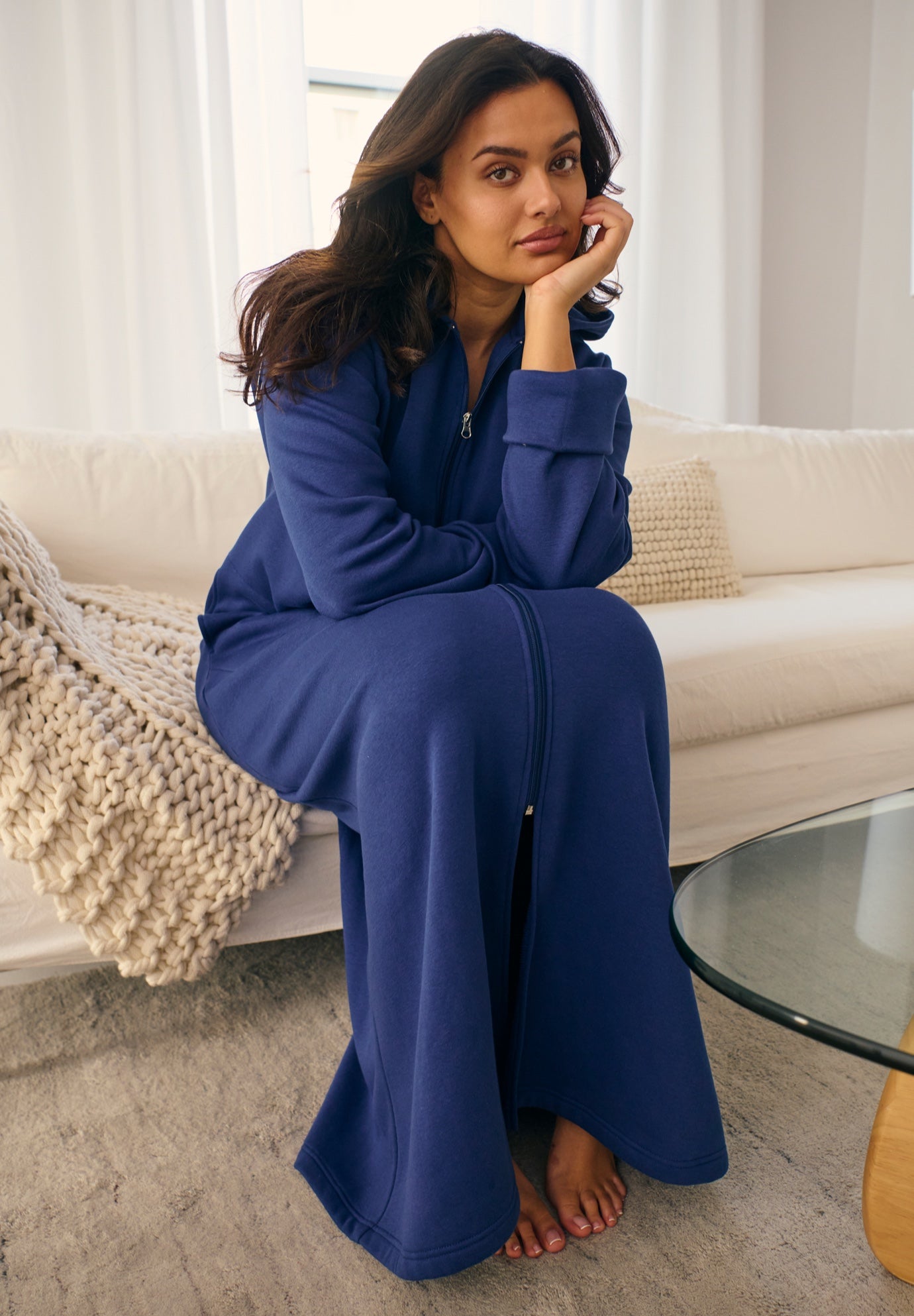 Long Hooded Fleece Sweatshirt Robe image number 0