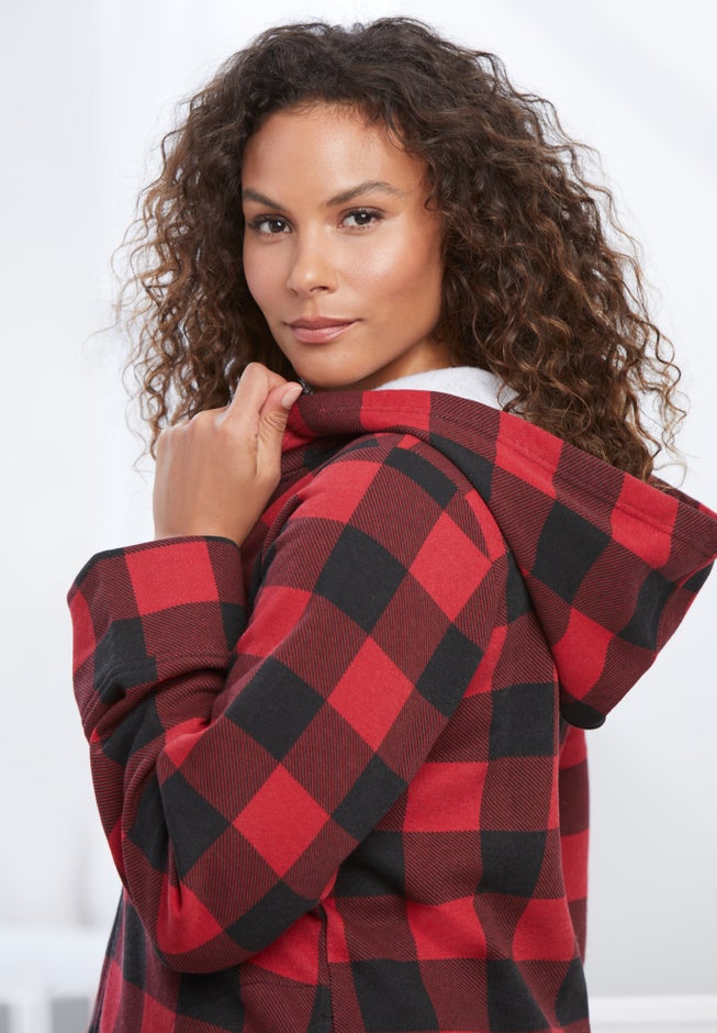 Long Hooded Fleece Sweatshirt Robe image number 3