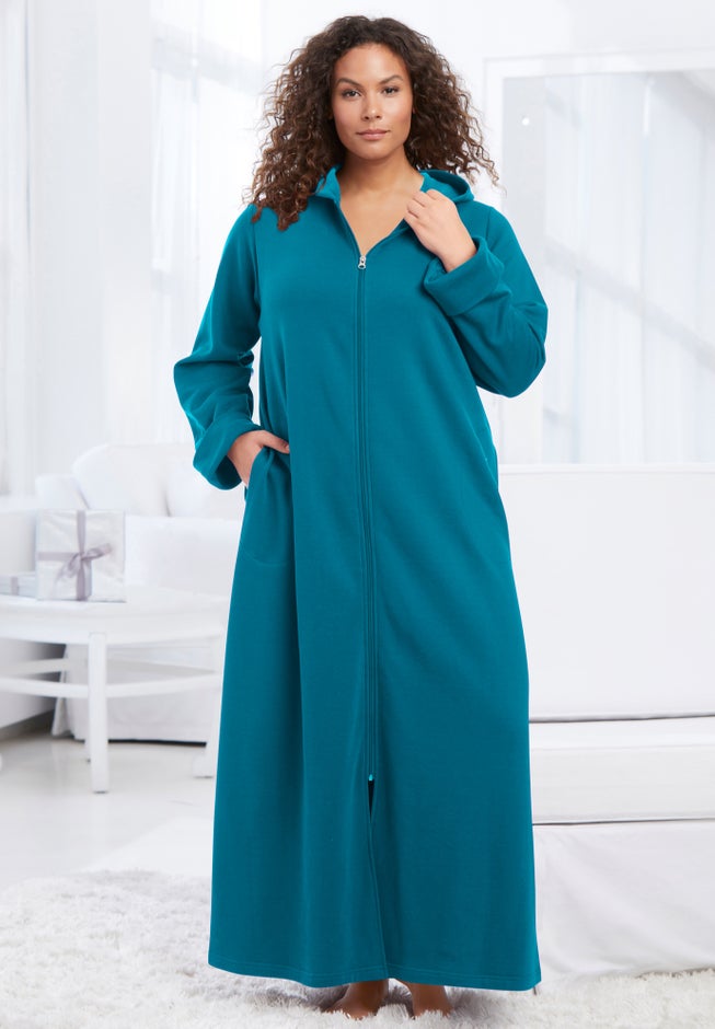 Long Hooded Fleece Sweatshirt Robe image number 3