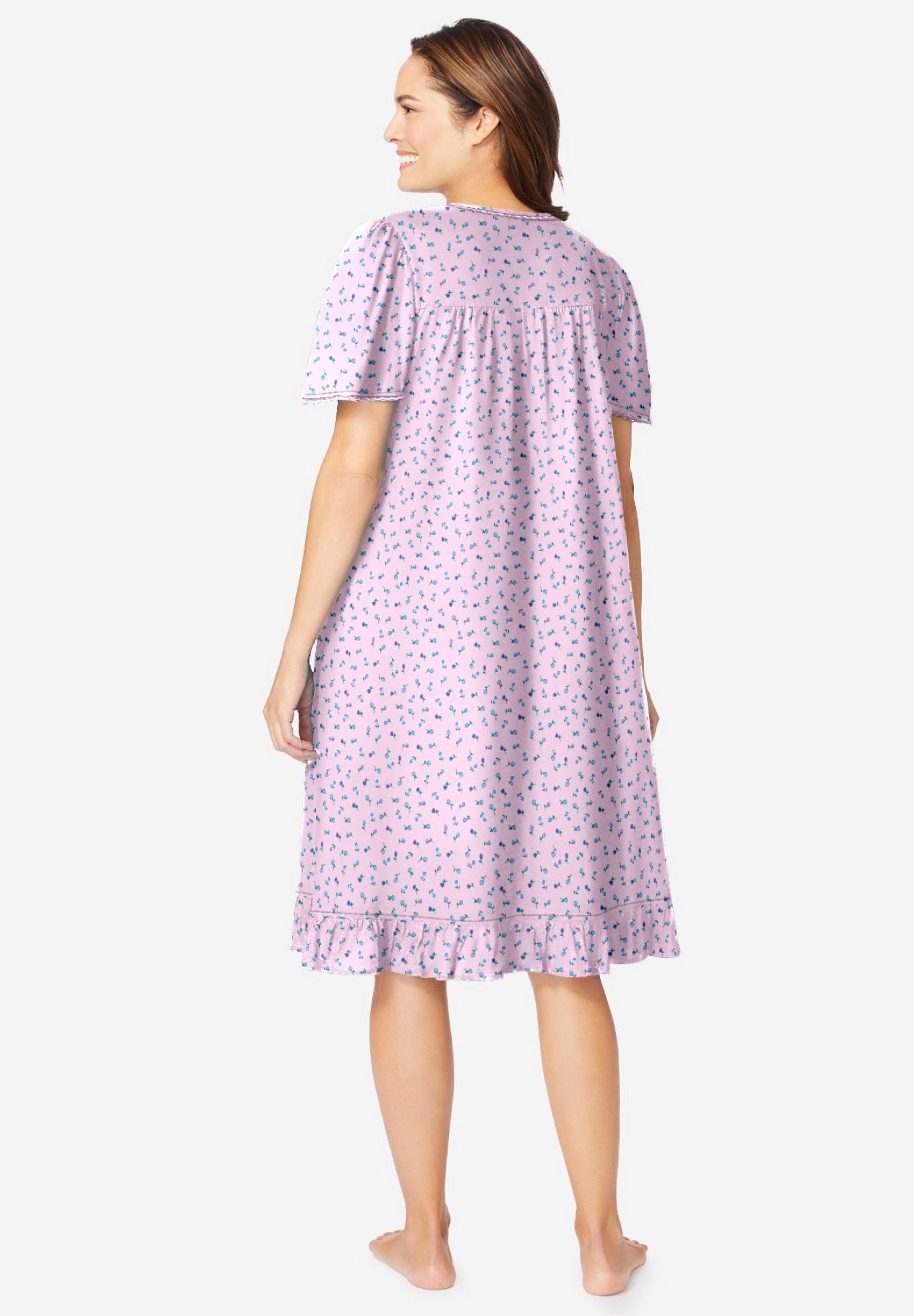 Short Floral Print Cotton Gown image number 1