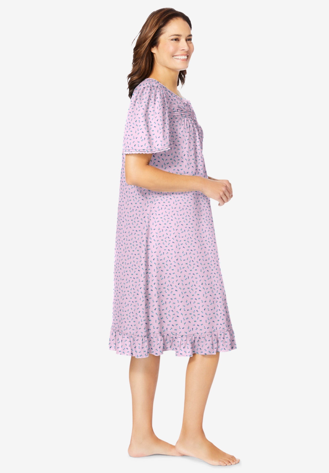 Short Floral Print Cotton Gown image number 2