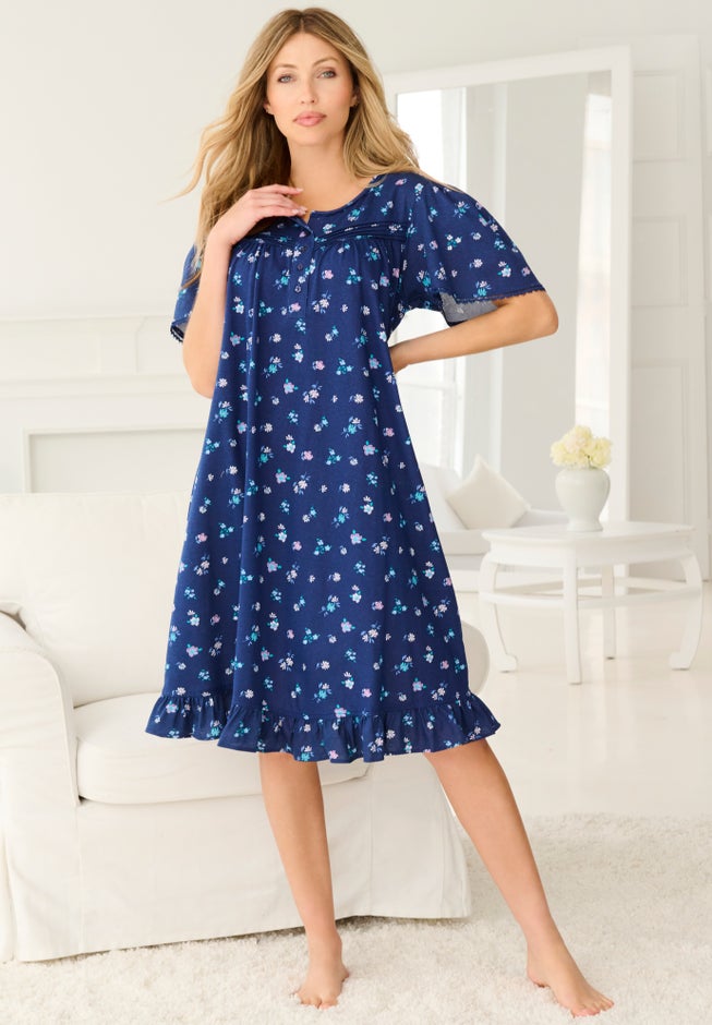 Short Floral Print Cotton Gown image number 6