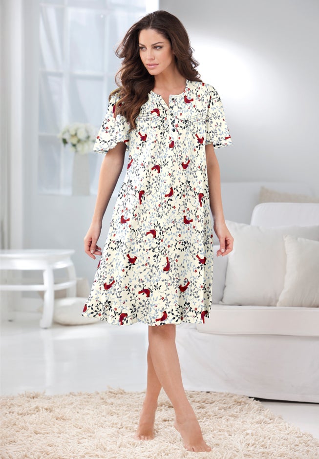 Short Floral Print Cotton Gown image number 5