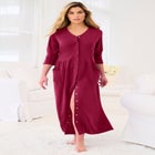 Long Snap-Front Knit Lounger image number null