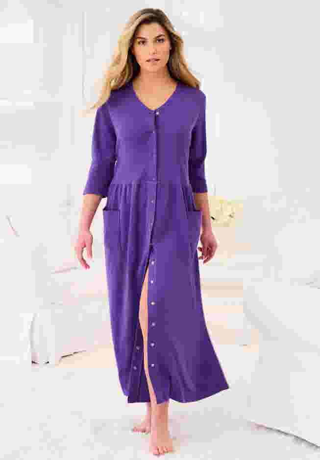 Long Snap-Front Knit Lounger image number 0