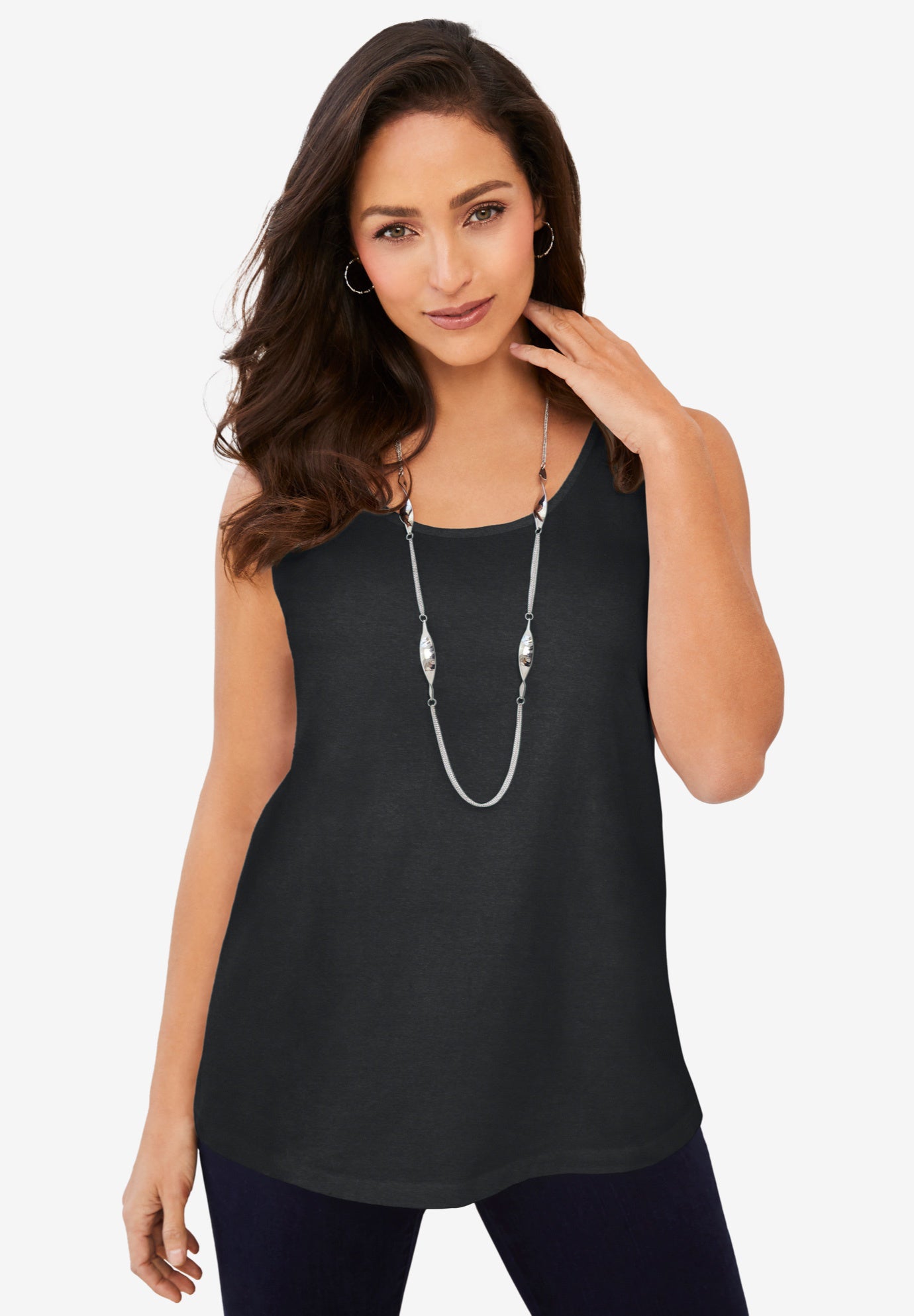 Stretch Cotton Horseshoe Neck Tank image number 0