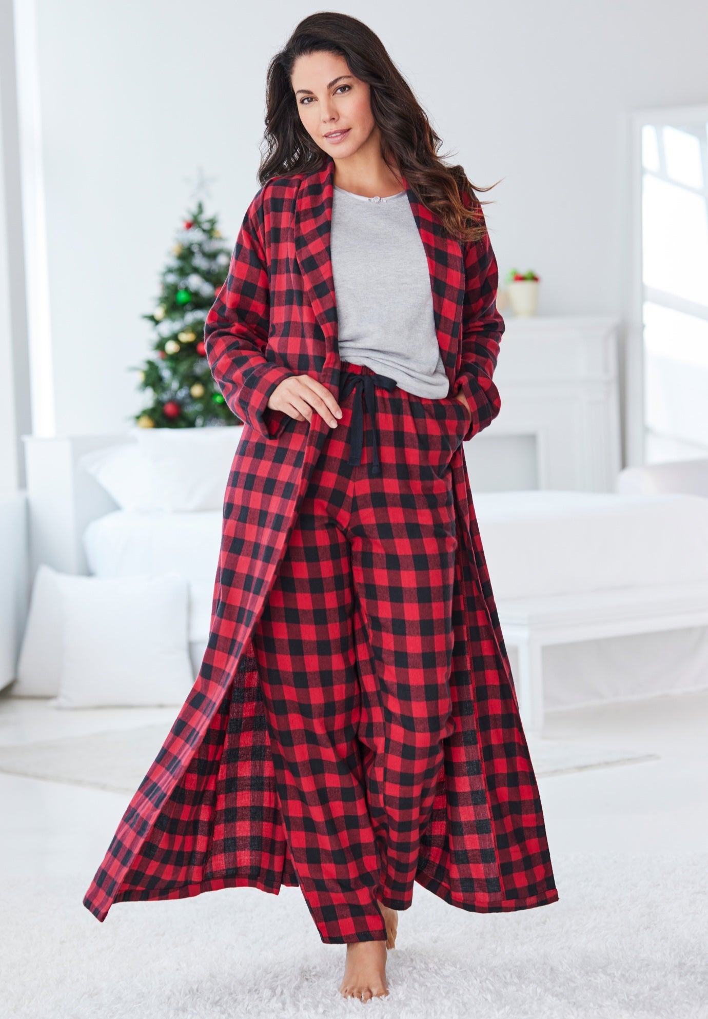 Long Flannel Robe  image number 0