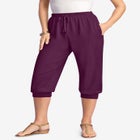 Plus Size Soft Knit Capri Pant with Drawstring Waist image number null