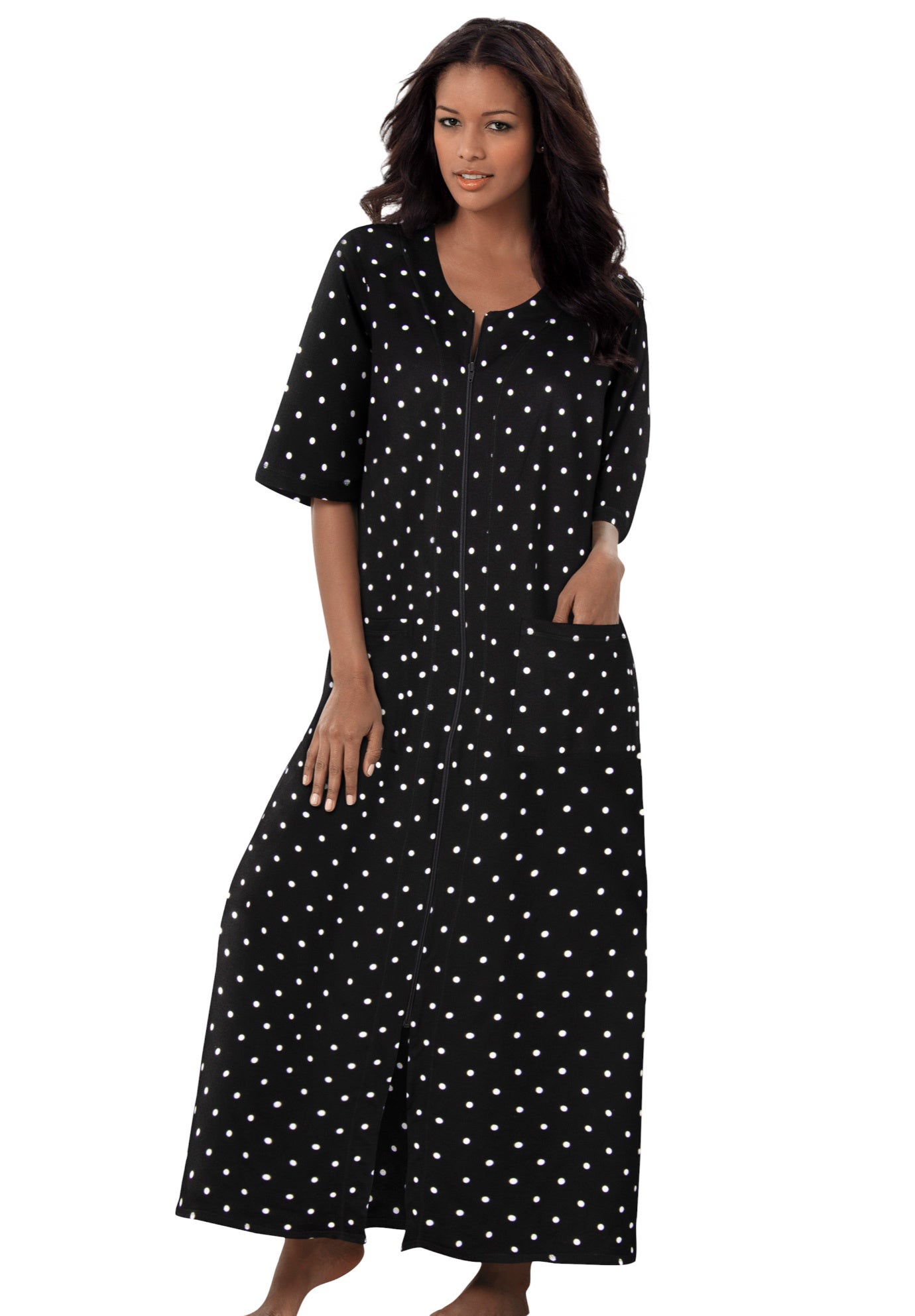 Long French Terry Zip-Front Robe image number 0