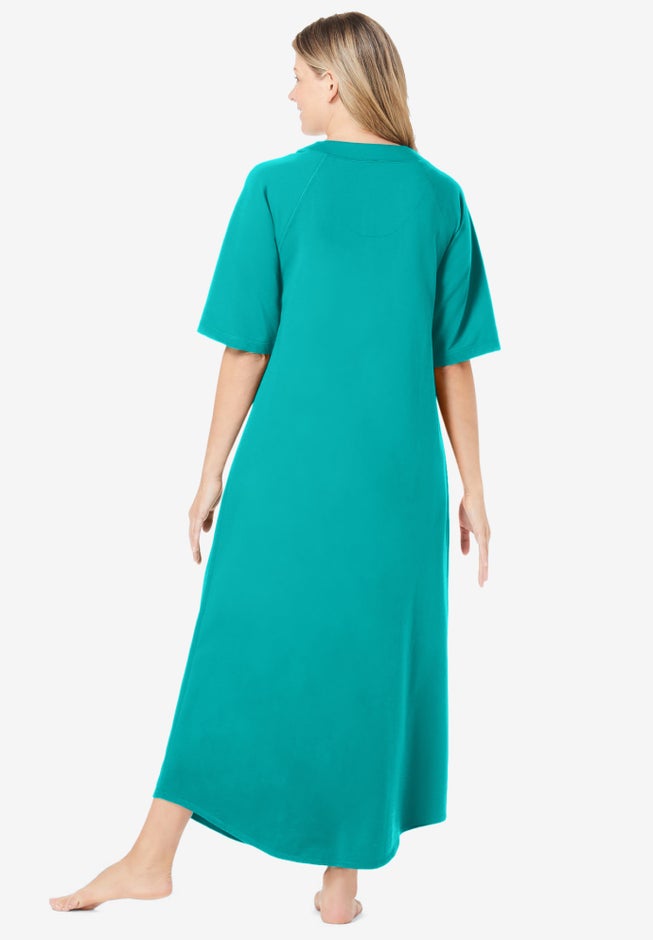 Long French Terry Zip-Front Robe image number 1