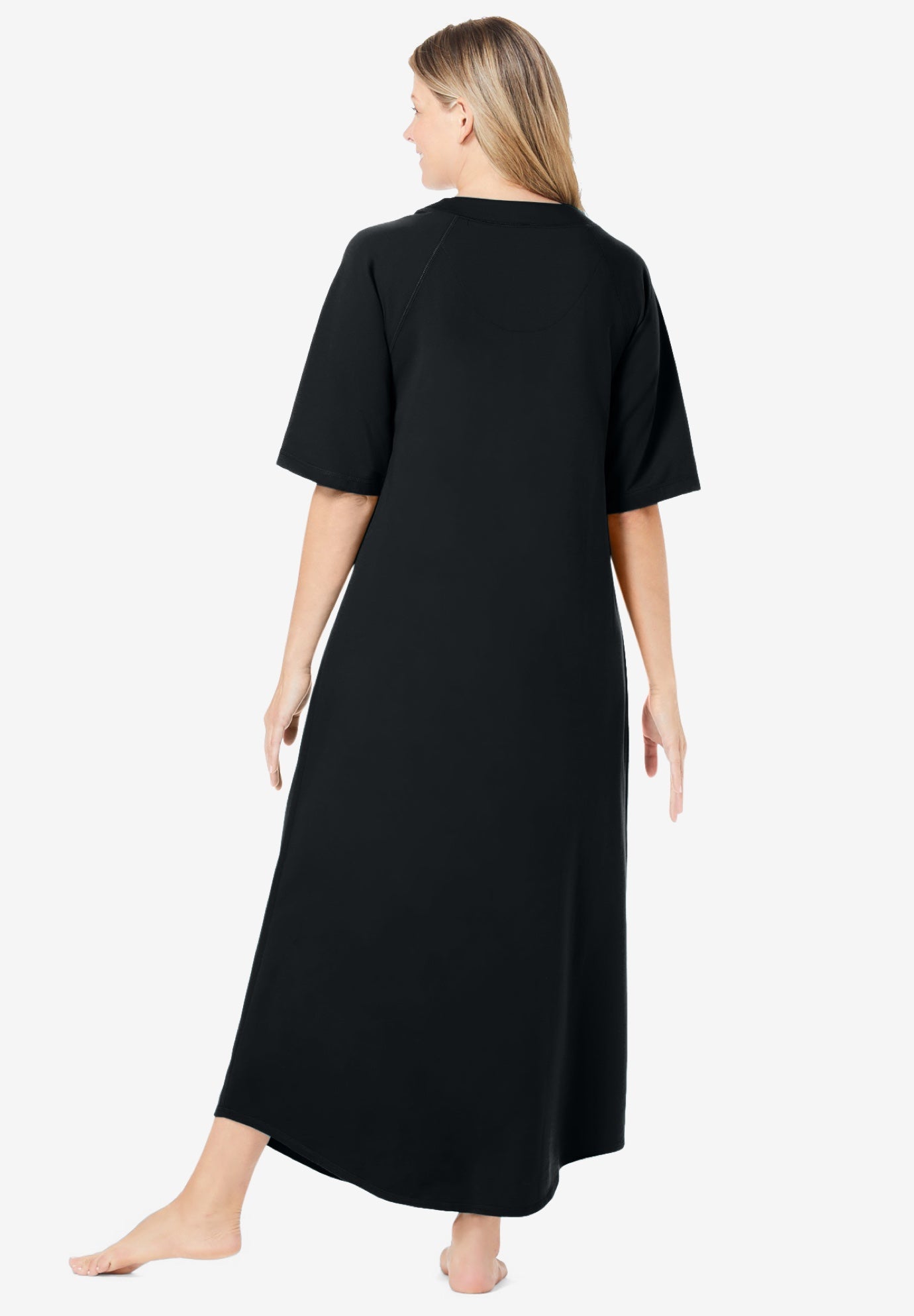 Long French Terry Zip-Front Robe image number 1