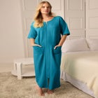 Long French Terry Zip-Front Robe image number null