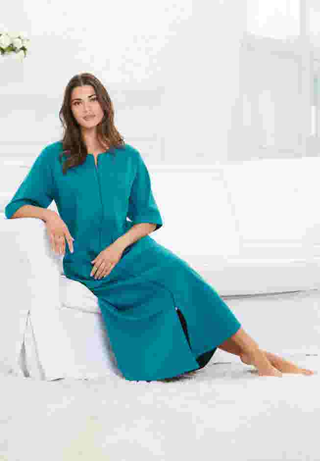 Long French Terry Zip-Front Robe image number 3