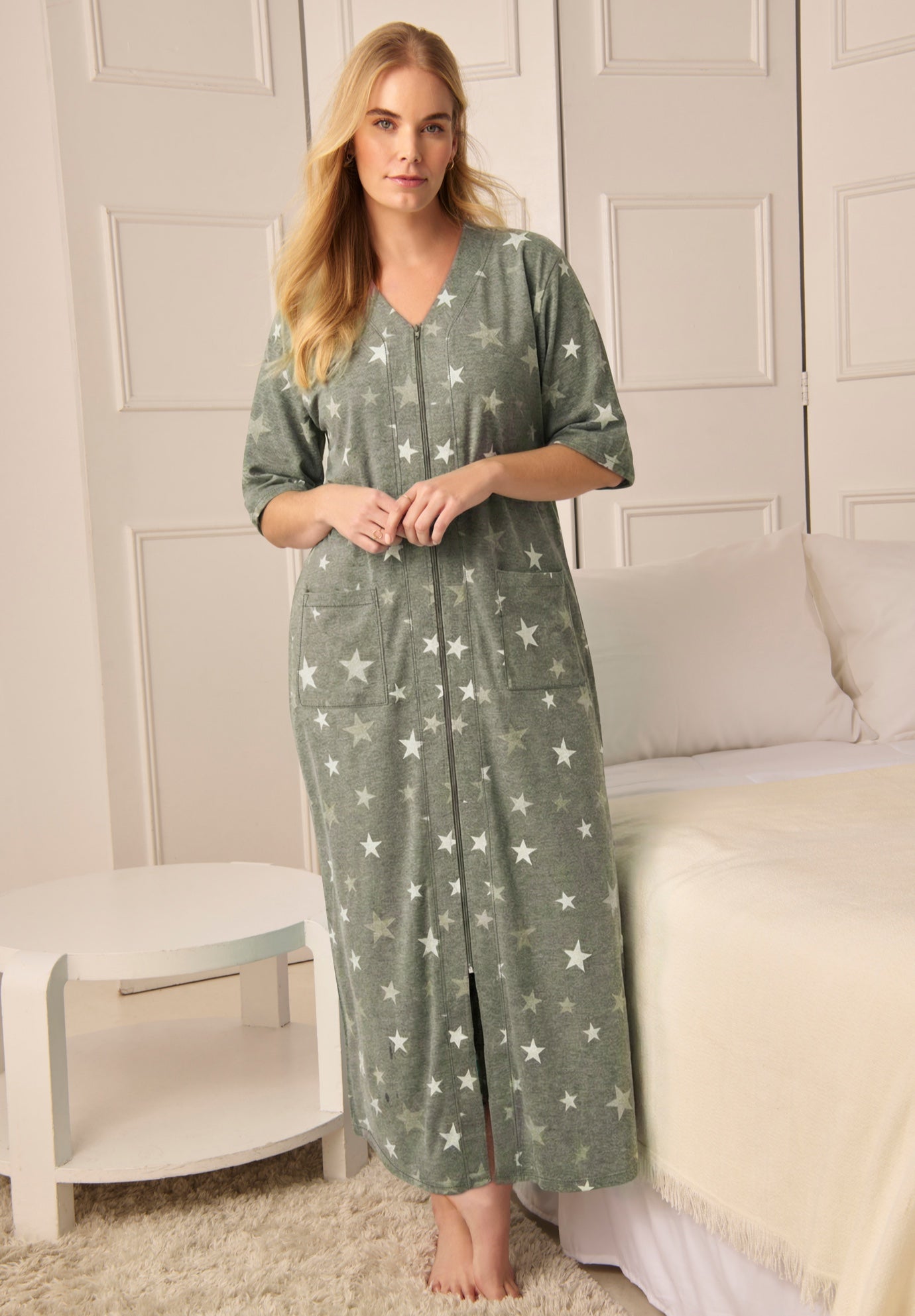 Long French Terry Zip-Front Robe image number 0