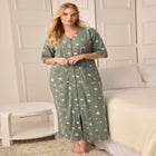 Long French Terry Zip-Front Robe image number null