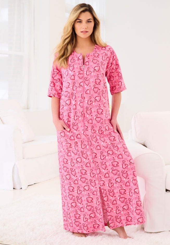 Long French Terry Zip-Front Robe image number 6