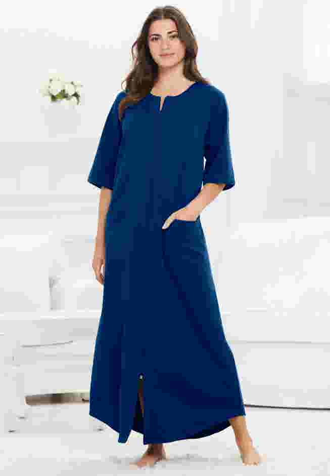 Long French Terry Zip-Front Robe image number 0