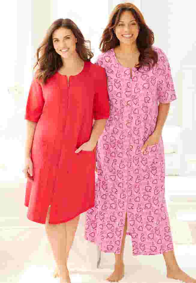 Long French Terry Zip-Front Robe image number 4