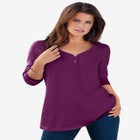 Plus Size Long Sleeve Sweetheart Henley Tee image number null