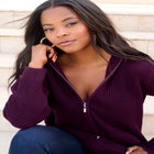 Plus Size Waffle Knit Zip-Front Relaxed Hoodie image number 7